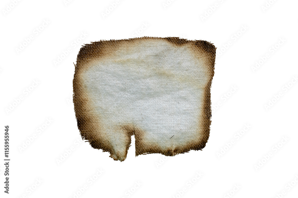 a piece of burnt rag on a white background a piece of burnt rag on a white background