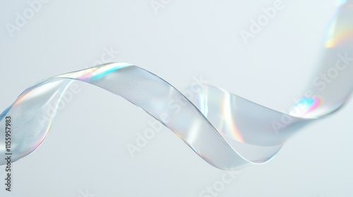 Cascading holographic ribbons in loose spirals with spring-inspired iridescence photo