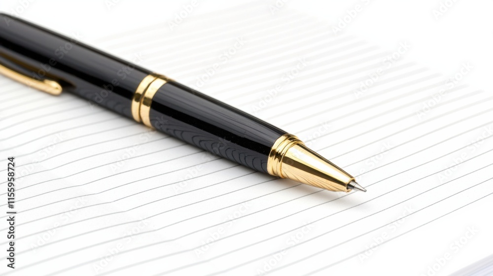 Close up of notebook with handwritten study notes and pen Close up of notebook with handwritten study notes and pen