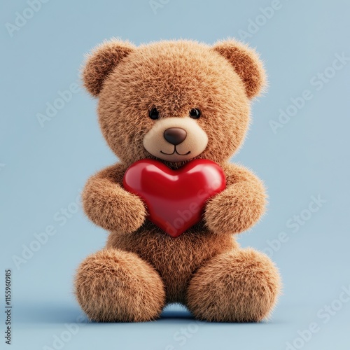 Cute teddy bear holding a red heart. (2) photo