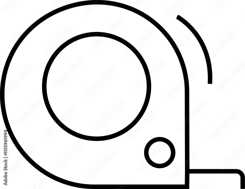 Measuring tape key vector icon. Simple setting tool line vector icon for web design on white background. service icon. Settings and repair, service sign - stock. Mechanic tool vector.