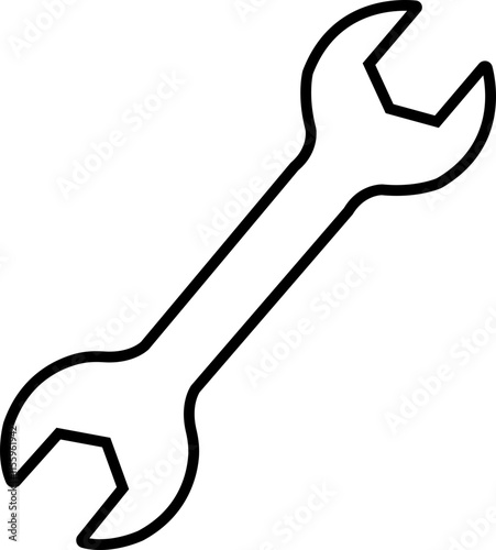 Wrench key icon. Simple wrench tool line vector icon for web design on white background. Automotive Icon. Settings and repair, service sign - stock vector. Mechanic spanner vector.