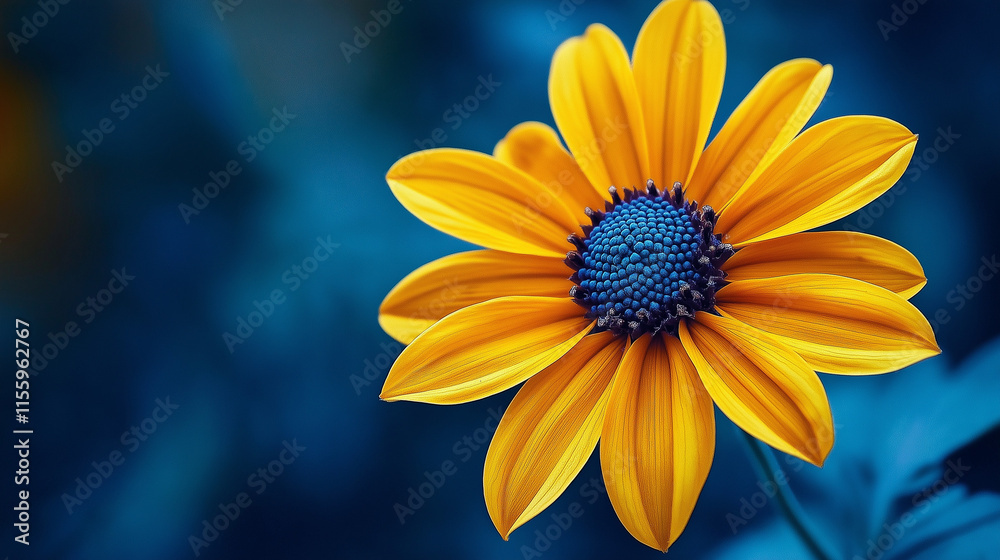 a very beautiful yellow flower isolated on navy blue background a very beautiful yellow flower isolated on navy blue background