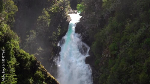 Chachin waterfall in Lanin National Park, Patagonia, Argentina photo