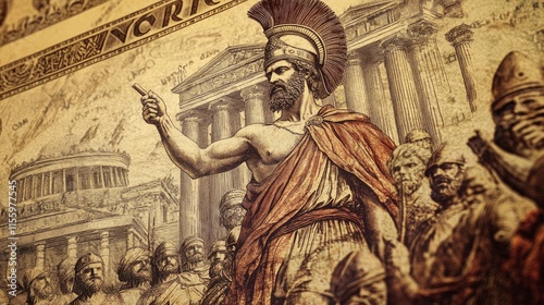 Pericles's Funeral Oration on the 1955 50 drachma currency from Greece. Pericles' well-known historical speech from the conclusion of the first year of the Peloponnesian War.
 photo