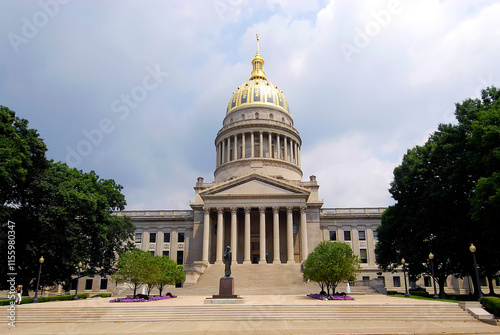 State Capitol Building at Charleston West Virginia WV.  Charleston artist Bernard Wiepper created a nine-and-a-half foot bronze casting of the Abraham Lincoln Statue