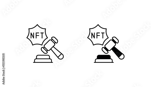 NFT Auction icon design with white background stock illustration