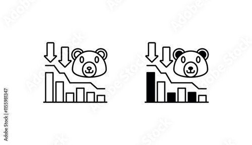 Bearish Market icon design with white background stock illustration