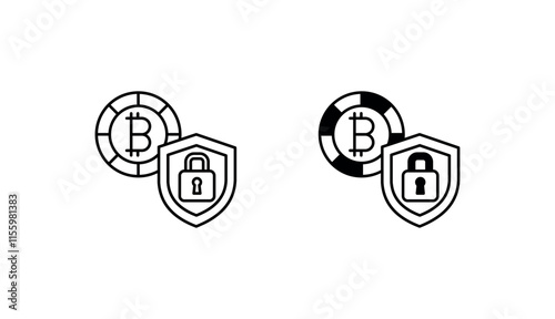 Bitcoin security icon design with white background stock illustration