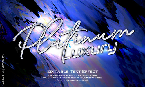 ”Platinum Beauty” chrome metallic editable title logo text style effect, with seamless and blue antique glass holographic background. cursive script, script, handwritten,handwriting typeface
