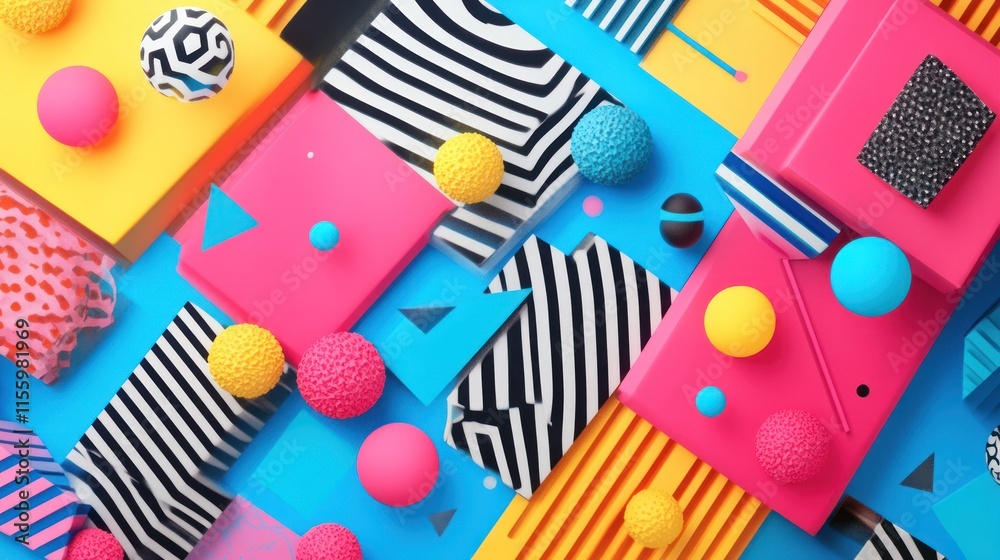 Abstract 3D Colorful Geometric Shapes Composition Abstract 3D Colorful Geometric Shapes Composition