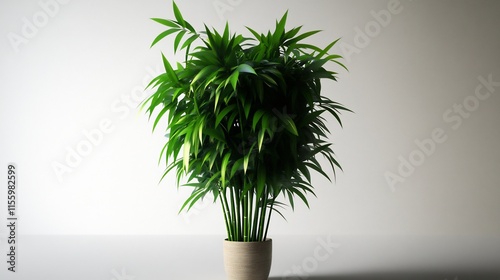 Serene Indoor Plant: A Lush Green Chamaedorea elegans in a Pot photo