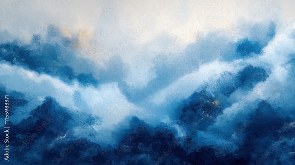 Ultra High Resolution Abstract Background Featuring Dark Blue and White Watercolor Textures, Fluid ink Wash Effect, Soft Gradient Transition, Cloudy and Atmospheric Artistic Design Ultra High Resolution Abstract Background Featuring Dark Blue and White Watercolor Textures, Fluid ink Wash Effect, Soft Gradient Transition, Cloudy and Atmospheric Artistic Design