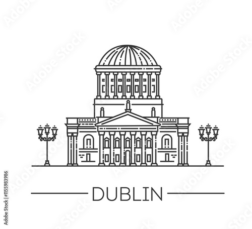 Flat design Four courts Dublin illustration vector