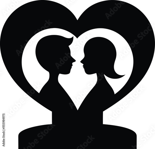 Romantic couple silhouette vector illustration