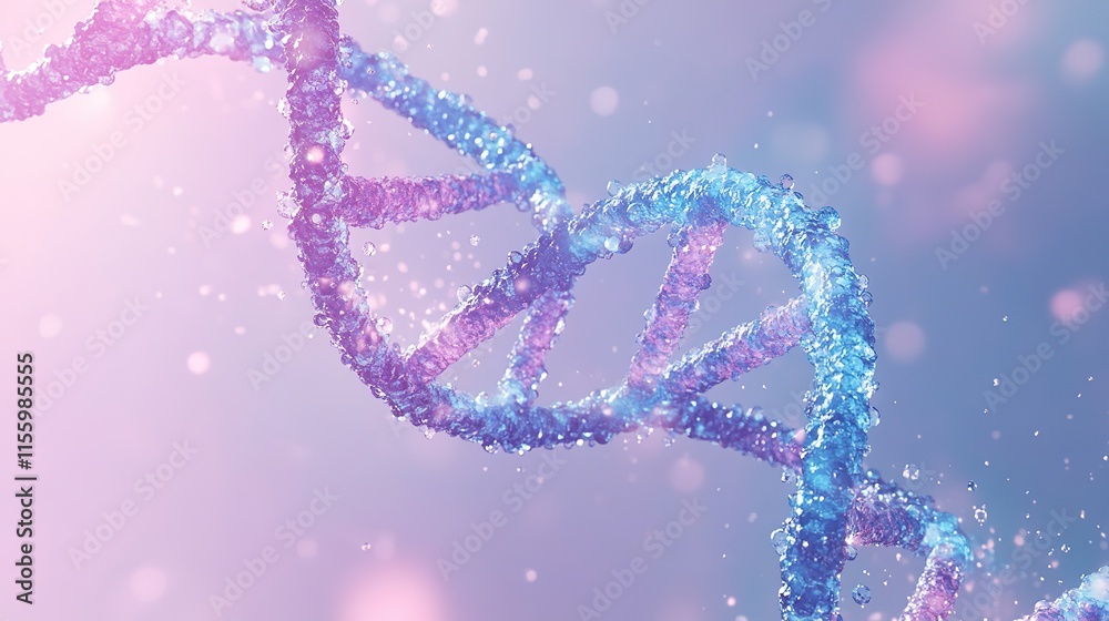 Elegant spiral structure of DNA illuminated with vibrant colors, Elegant spiral structure of DNA illuminated with vibrant colors,