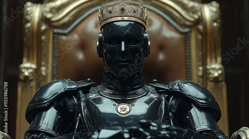 Robot king with golden power crown