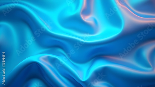 4K silk satin fabric background in blue iridescent holographic color.
