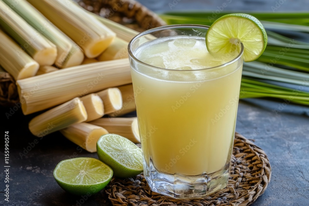 Refreshing Sugarcane Juice with Lime Refreshing Sugarcane Juice with Lime