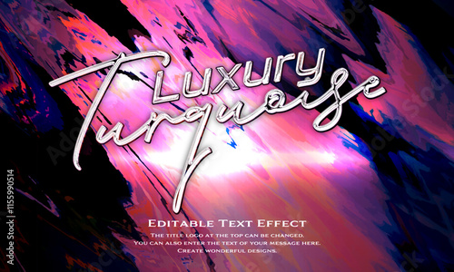 ”Turquoise Beauty” chrome metallic editable title logo text style effect, with seamless and pink antique glass holographic background. cursive script, script, handwritten,handwriting typeface
