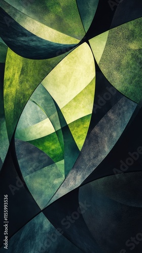 Abstract green shapes create a harmonious composition in modern artwork