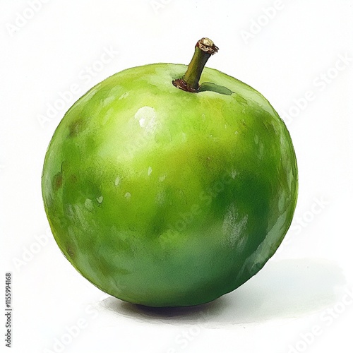 A greengage rendered in isolation on a plain white background. photo