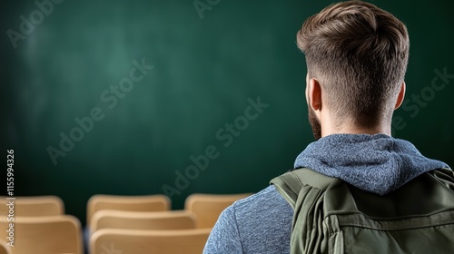 A teacher showing a film to the class as part of the lesson on social studies photo