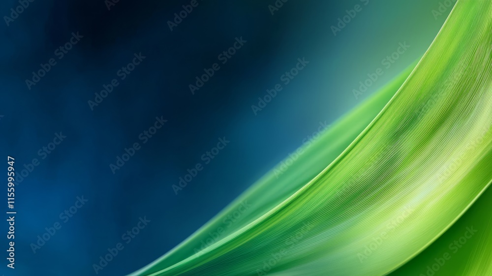 A close up of a green leaf on a blue background A close up of a green leaf on a blue background