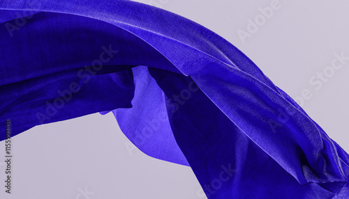 A beautiful blue piece of fabric fluttering in the wind, 3d rendering