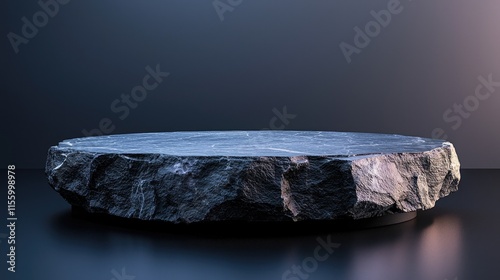 Minimalist Black Stone Pedestal on Dark Background for Product Display and Design Presentations