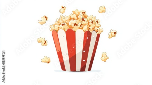 A bowl of freshly popped popcorn with a sprinkling of salt on a white isolated background