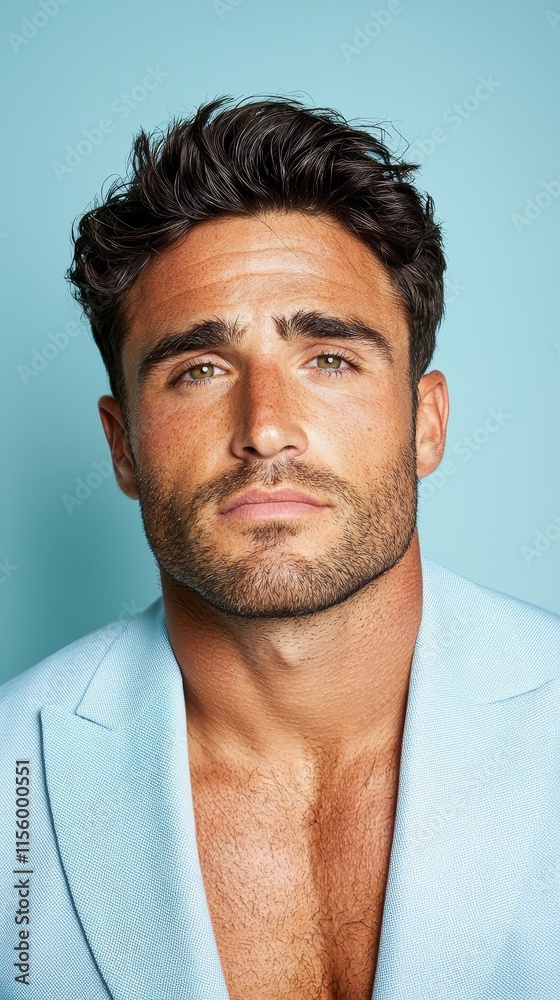 Obraz premium A man in a blue suit looking at the camera