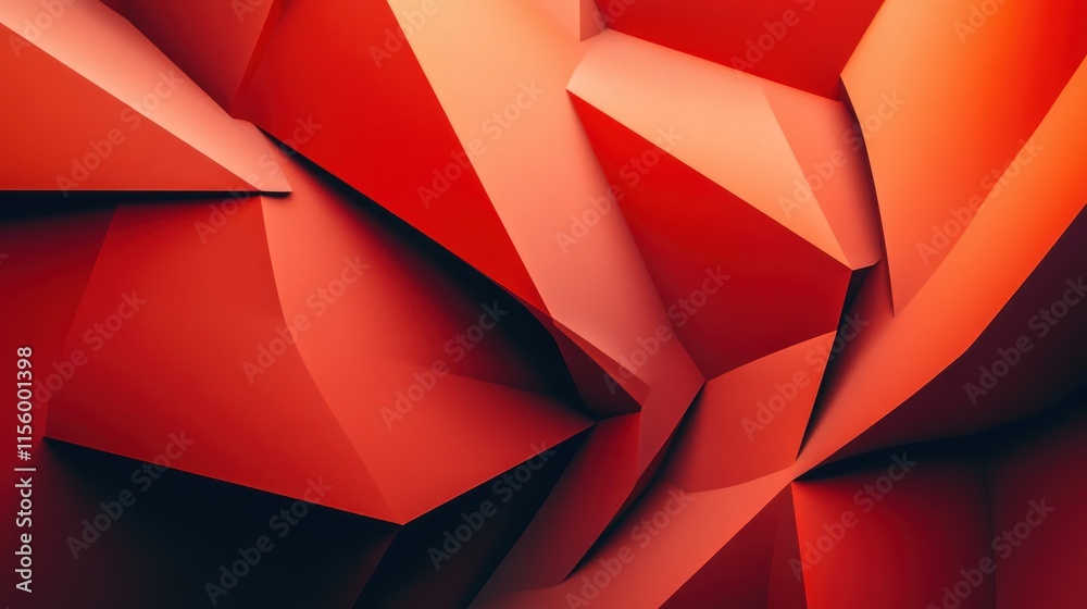 Obraz premium Abstract Red Polygonal Composition: A Vivid Display of Geometric Shapes and Intense Color