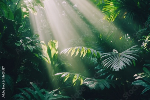 Sunlight filtering through leaves in a serene forest setting during daytime