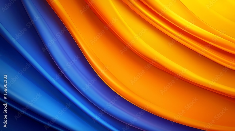 Fototapeta premium A blue and orange abstract background with curved lines