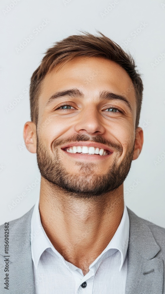 A man with a beard smiles at the camera A man with a beard smiles at the camera