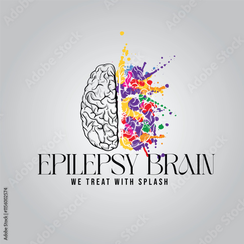 Colorful Brain Splash Logo, Modern Medical Logo Design, Abstract Epilepsy Logo
