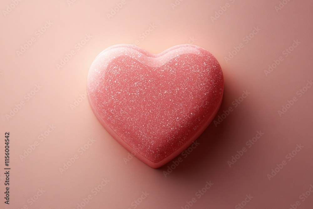 Pink Glitter Heart-Shaped Object on Peach Background Symbolizing Love and Romance for Valentine's Day Celebration Concept Pink Glitter Heart-Shaped Object on Peach Background Symbolizing Love and Romance for Valentine's Day Celebration Concept