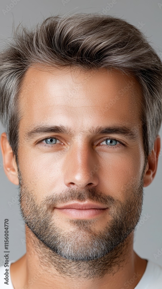 Obraz premium A man with grey hair and a beard smiles at the camera