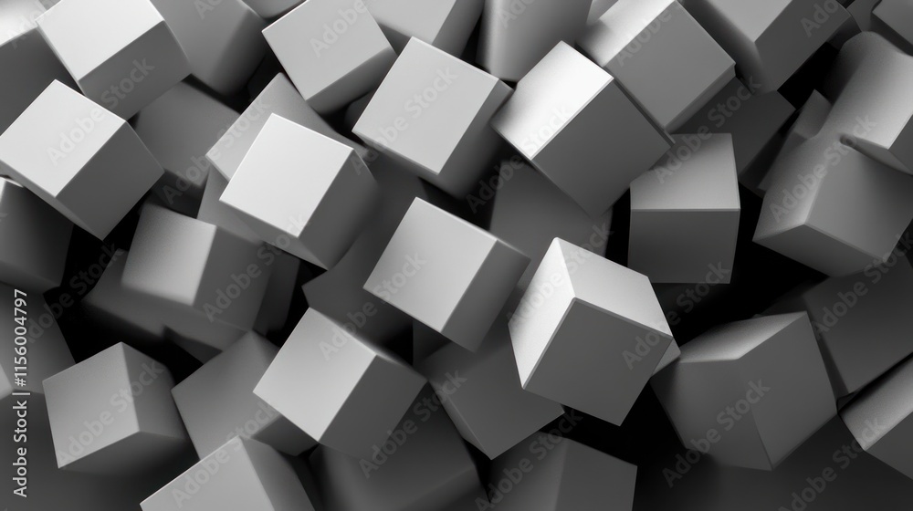 Abstract Composition of Gray Cubes: A 3D Rendering of Interlocking Geometric Shapes Abstract Composition of Gray Cubes: A 3D Rendering of Interlocking Geometric Shapes