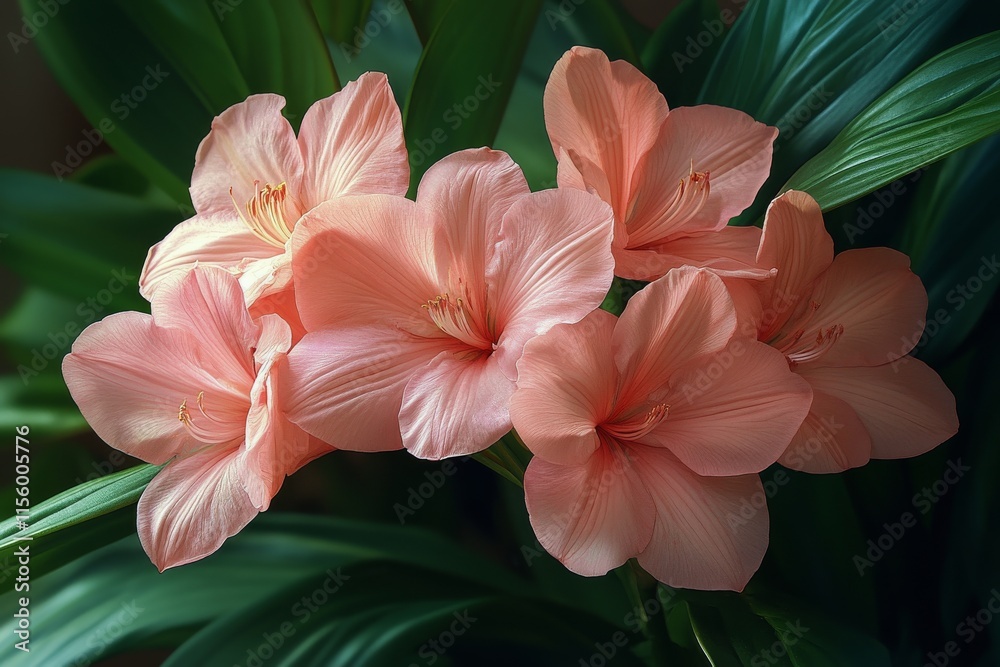 Obraz premium Beautiful pink calla lilies blooming in a lush green garden setting