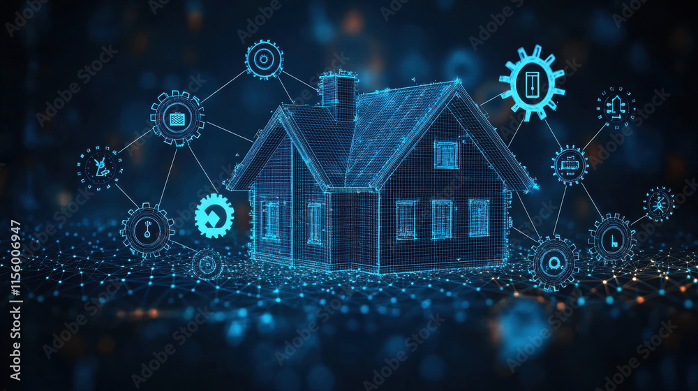 Fototapeta premium Modern Real Estate Concept with Property Icons