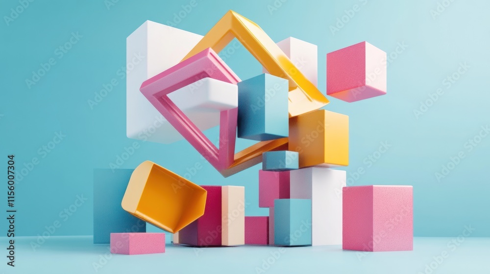 Abstract Colorful 3D Geometric Shapes Composition Abstract Colorful 3D Geometric Shapes Composition