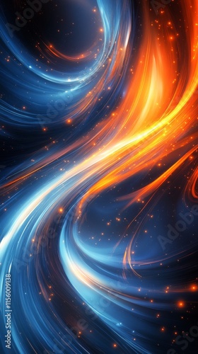 Swirling blue and orange light patterns creating a mesmerizing abstract design