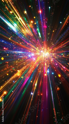 Colorful light reflections with blurred bokeh in a dark background