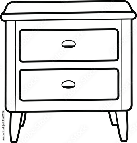 Editable Nightstand Outline Vector Graphic