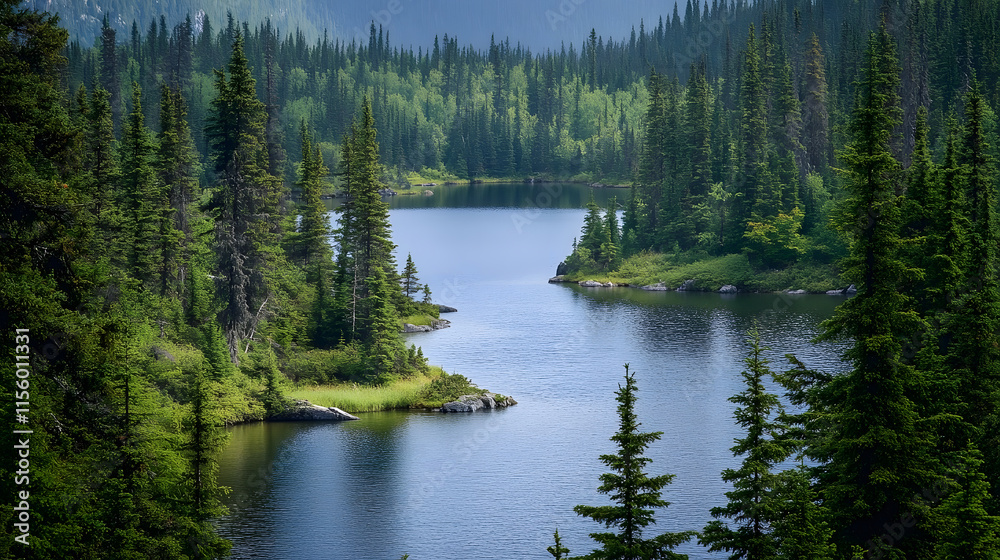Serene mountain lake nestled in a lush evergreen forest. A breathtaking view of nature's beauty. Serene mountain lake nestled in a lush evergreen forest. A breathtaking view of nature's beauty.