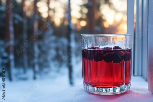 Winter Forest Sunset Drink photo