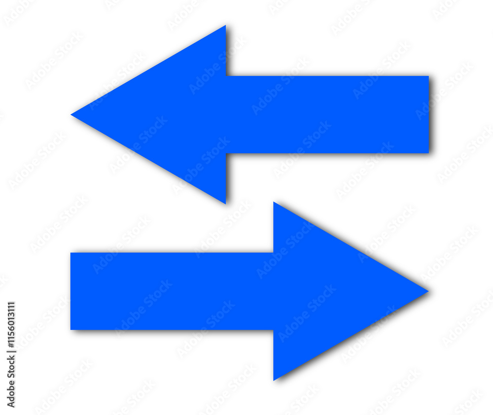 blue alternating left, right arrow isolated on white blue alternating left, right arrow isolated on white