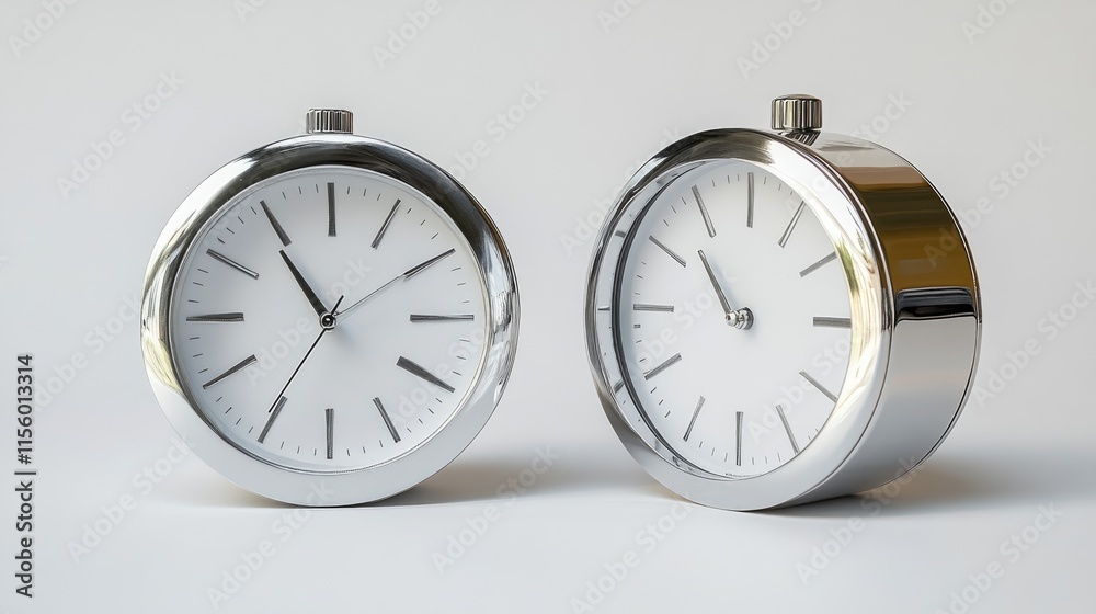 Elegant Silver Analog Clocks with Minimalist Design and White Dials Elegant Silver Analog Clocks with Minimalist Design and White Dials
